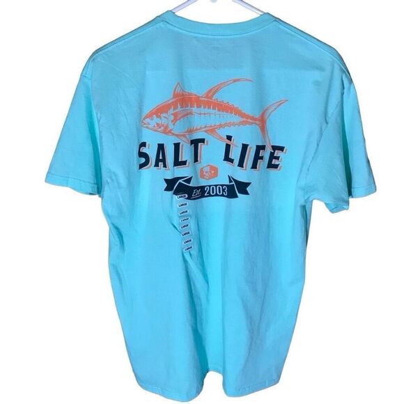 Salt Life size Large short sleeve t-shirt green preshrunk cotton New live salty - Picture 2 of 4